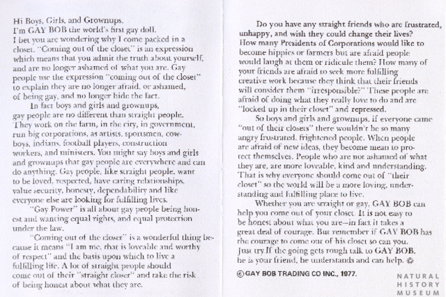 Catalogue page with introduction to Gay Bob 
