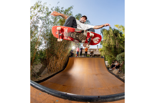 Salman skating on a ramp 